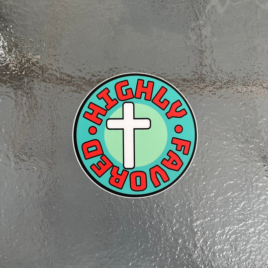 Highly Favored Badge Vinyl Sticker